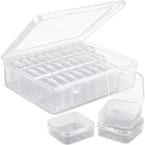 Set di 30 piccole scatole di plastica trasparente per riporre perline, ideali per la pittura con diamanti e per conservare piccoli componenti. (1/5)