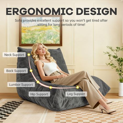 Canapé Lounge Chenille Brillant Luxueux, Pouf Ergonomique avec Soutien Corporel Complet, Tache-Résistant & Respirant pour Salon Moderne