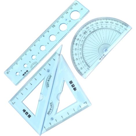 Règles en plastique souple, 15 cm, lot de 4, motif ondulé (1/5)