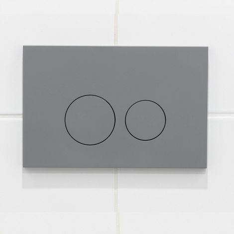 QeramiQ Push Plaque de commande- pour réservoir encastré Geberit UP320 - double chasse - boutons ronds - plastique gris clair (1/3)