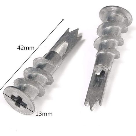 Aougo – Confezione da 50 tasselli metallici autoforanti – Per cartongesso singolo e doppio – Dimensioni 13x42mm (1/4)