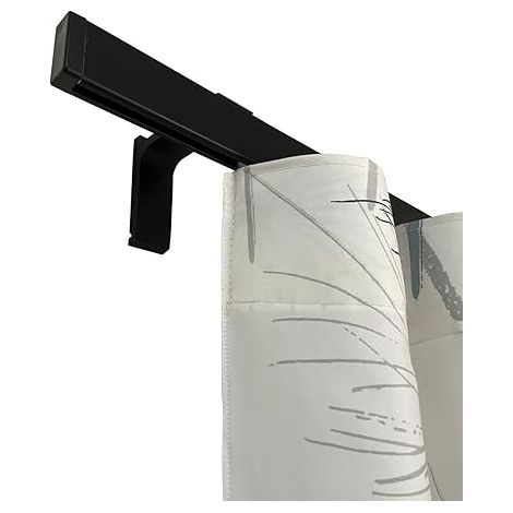 TENDAGGIMANIA Binario Tenda Soffitto/ Parete Piatto Moderno - Ideale anche per Tenda Wave - Completo di Tappi e Supporti -Misura: 80 cm - Colore Nero