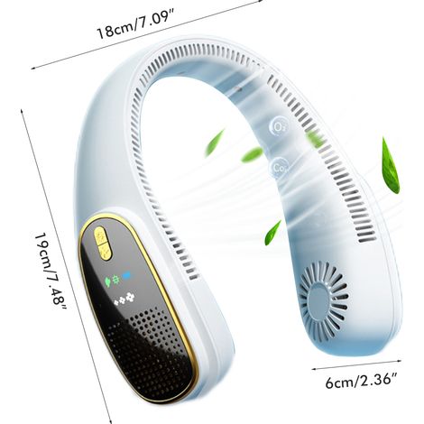 Ventilateur de cou portable mains libres, rechargeable par USB, sans pales, silencieux et personnel, idéal pour le sport en extérieur, le bureau et les voyages. Parfait pour le sport, les voyages et l (1/5)