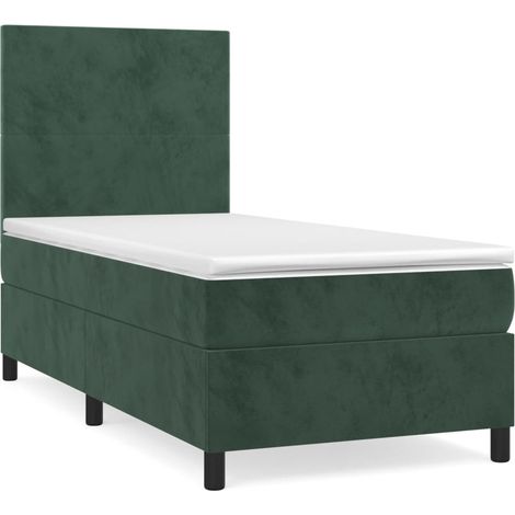 Lit simple,Lit adulte,Sommier à lattes de lit et matelas Vert foncé 80x200 cm Velours CFW6155727 (1/5)