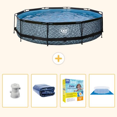 Exit-toys Piscine Exit Ronde - Effet Pierre - 360x76 cm - 5-pièces SCB22 (1/5)