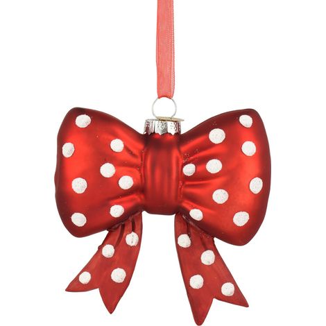 Pendente fiocco in vetro a pois 9,2 x 3,5 x 9,5 cm rosso Peraga Christmas