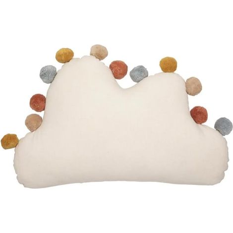 Coussin Enfant Pompons Nuage 30x50cm Ivoire (1/2)