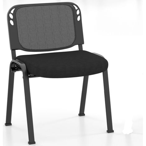 COSTWAY Set of 2 Meeting Room Chairs Stackable Waiting Room Chair with Waterfall Seat Black (1/5)
