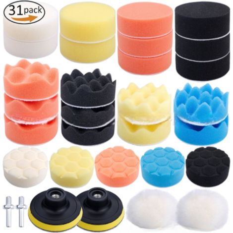 Ensemble de tampons de polissage de 31 pièces de 3 pouces pour adaptateur de perceuse (1/5)