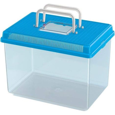 1 Aquarium en Plastique, Couvercle Amovible, Poignée de Transport, Pour Poissons et Reptiles (1/2)