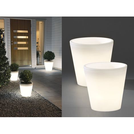 Beleuchteter Pflanzkübel 2er Set Outdoor LED Blumentopf Ø 37cm Terrassenleuchten (1/5)