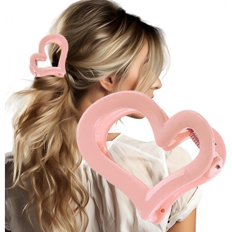 Pinza para el pelo XL corazón rosa 6,5x6cm SP364R (1/2)