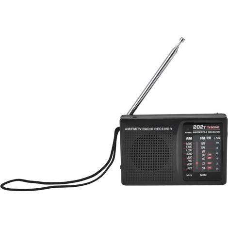 Battery-operated magnetic pocket FM/AM radio with external headphone jack for emergencies and outdoor activities (1/5)