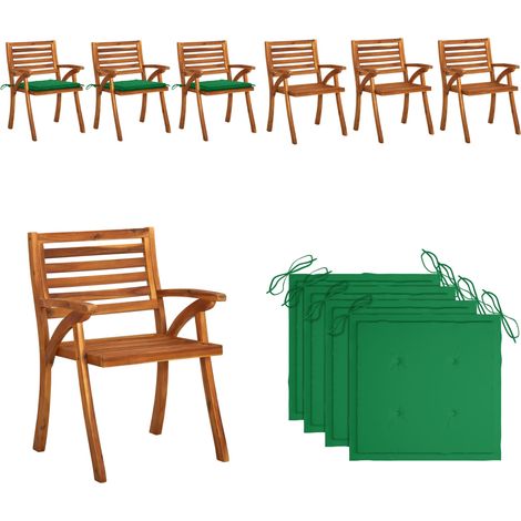 Chaises à manger de jardin avec coussins lot de 3 Acacia massif - Chaise De Jardin - Fauteuil De Jardin - Acacia Massif - Meubles De Jardin - Mobilier De Jardin - Home & Living (1/5)