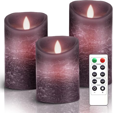 3 Bougies LED En Véritable Cire, Flamme Vacillante, Télécommande, Minuterie, Décoration Intérieur Extérieur (1/5)