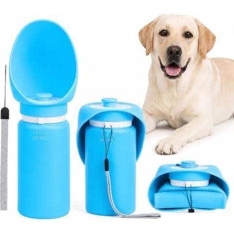 Bottiglia d'acqua pieghevole in silicone per cani da 550 ml, borraccia da viaggio portatile senza BPA con distributore e a tenuta stagna, ciotola per l'acqua leggera per passeggiate, escursioni e camp (1/5)