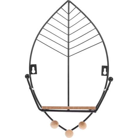 Étagère Murale Flottante en Fer et Bois Foncé Solide pour Rangement et Décoration Simple Salon, Chambre ou Entrée (1/5)