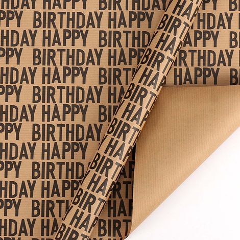 Papier Cadeau - Papier d'Emballage Kraft Vintage Imprimé Anniversaire - 70 x 50 cm - 1 Feuille (1/5)