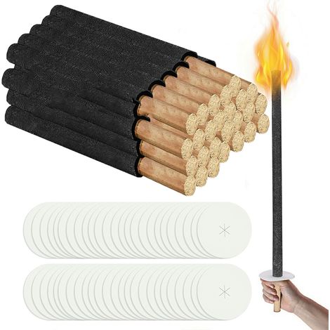 Wolketon Torce di cera da giardino Torce di cera naturale con manico extra lungo. per Pasqua.Confezione da 100
