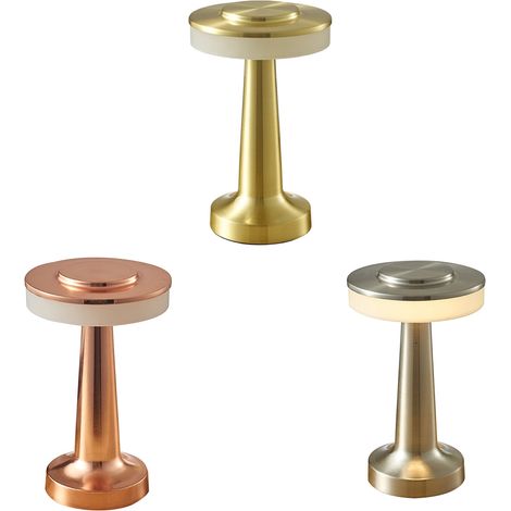 Lampe de bureau LED en métal, couleur cuivre naturel, 3 couleurs, tactile et à intensité variable. (1/5)