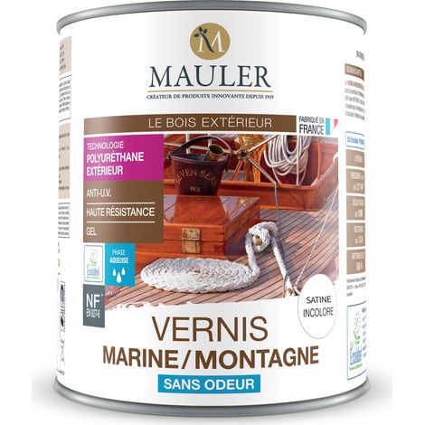 Vernis bois extérieur 1L satin incolore – Protection UV et intempéries – Application facile en 2-3 couches – Ecolabel biosourcé – 1919 By Mauler