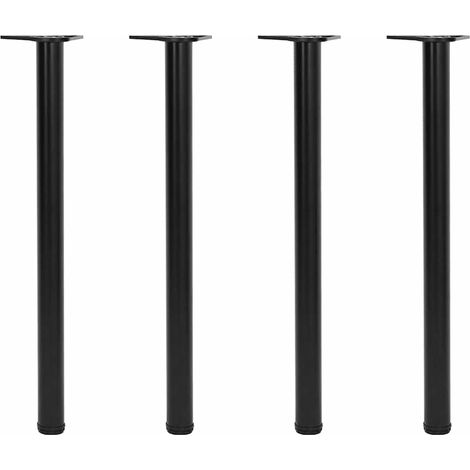 4 pieds de table réglables en hauteur, noirs, 870 mm