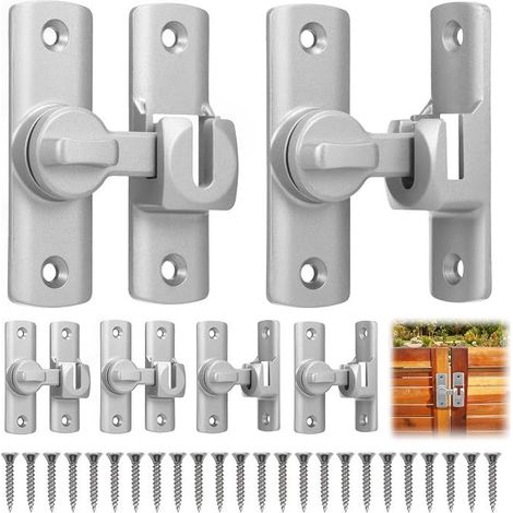 Sliding Door Lock 90/180 Degree - Folding Hook Latch for Barn Door, Window, Wardrobe - Interior Door Lock Black (1/5)