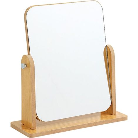 Miroir de Maquillage en Bois Pivotant, Miroir de Table Rotatif pour Coiffeuse, Design Élégant et Fonction Pratique pour Usage Quotidien (1/5)