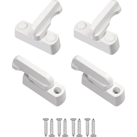 4Pcs Serrures SéCurité,Limiteur Rotation FenêTre avec Vis,Blanc Verrous de Fenêtre,Serrures Sash Blocker Jammer pour Divers Porte et Fenêtre et Sécurité de la Maison