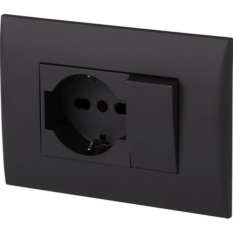 KIT PRESA BIVALENTE-DEVIATORE CON SUPPORTO E PLACCA ELECTRALINE Colore nero - ELECTRALINE (1/3)
