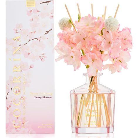 Fleur Diffuseur Parfum Maison, Cherry Blossom 250ml avec 8 Diffuseur Bâtonnets diffuseur de Parfum, Batonnets Diffuseur Parfum, Reed Diffuseur pour Salle de Bain étagère décoration (1/5)