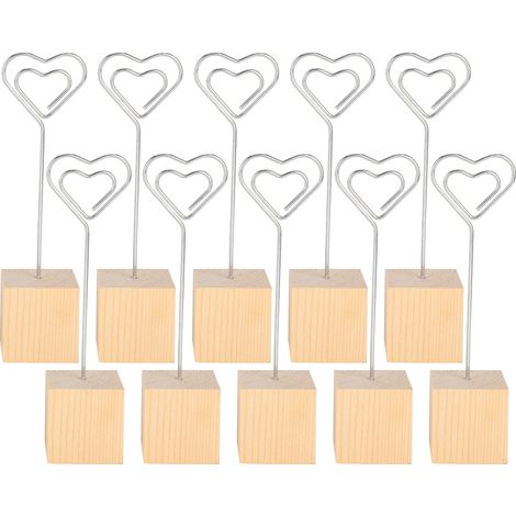 10 Épingles à Photos en Métal avec Support en Bois pour Cartes et Messages - Lot de 10 (1/5)