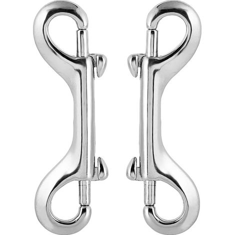 Doppelkarabiner, Schraubkarabiner, Kette, Federkarabiner, Schnalle für Hundeleine, Bergsteigen, Familiencamping, glänzendes Silber 90 mm, 2 Stück