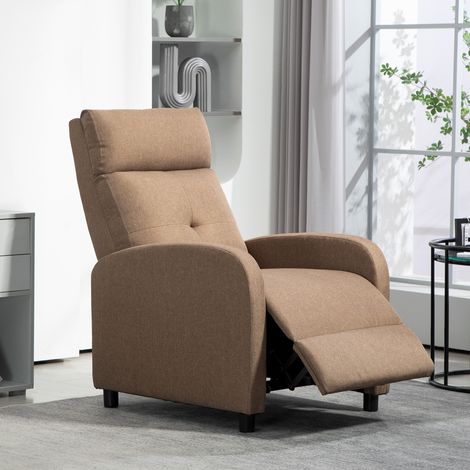 Sillón Reclinable Manual Sofá Individual con Reclinación hasta 155º Carga 150 kg Marrón (1/5)