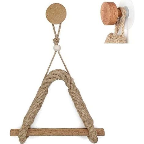 Der Toilettenpapierhalter ist nicht perforiert es handelt sich um einen Retro-Handtuchhalter aus Juteseil und Holz, einen Retro-Papierhandtuchhalter aus nautischem Industrieseil, der sich für die Bade (1/4)