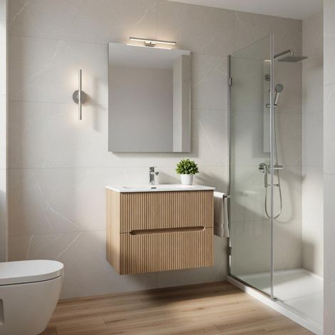 Composizione mobile bagno sospeso con cassetti cm 60 cannettato mod. STICK - Rovere Chiaro (1/4)