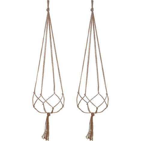 Support Plante Macramé - En Jute Naturel - Pour Pot Rond ou Carré - Usage Intérieur et Extérieur - Hauteur 47 Pouces - Convient Pot Diamètre 10 à 28 cm - Lot de 2 (1/5)