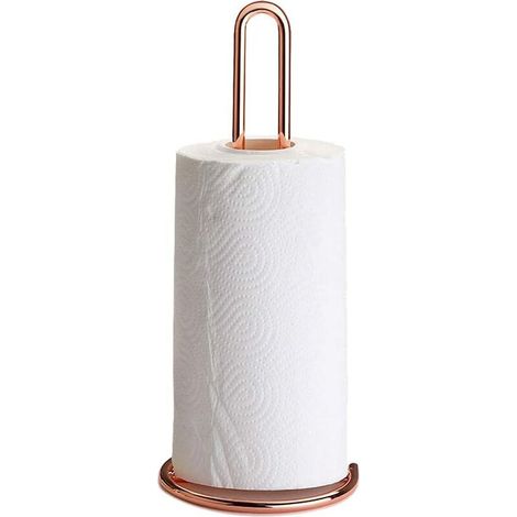 royaluxe - Support à Essuie Tout, Porte Serviettes en Papier Vertical, Porte Mouchoirs Debout, Porte Rouleau de Cuisine avec Revêtement Électrolytique (Or Rose)