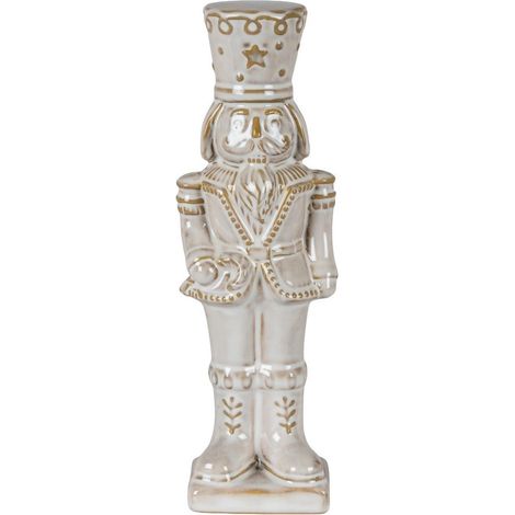 Alora Nutcracker with Candy Cane - Ceramic - L7 x W6 x H22 cm - White