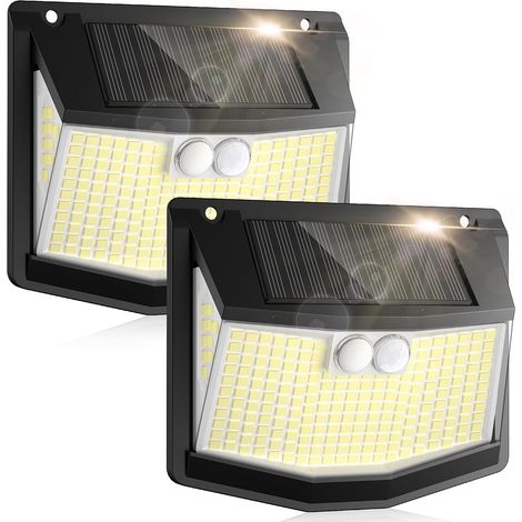 Lampe Solaire Exterieur Detecteur Mouvement: 248 LED Solaire Extérieur Projecteur avec Détecteur de Mouvement 3 Modes 270° Eclairage Lumiere Sécurité sans Fil IP65 Etanche pour Jardin Garage Lot de 2 (1/5)