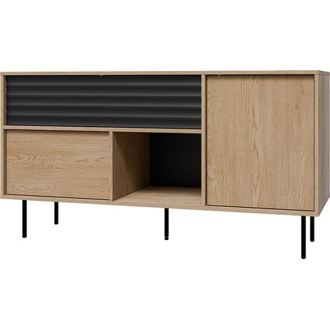 Buffet Astra mit 1 Schublade und 2 Türen, Holzoptik und Schwarz, 151.5cm