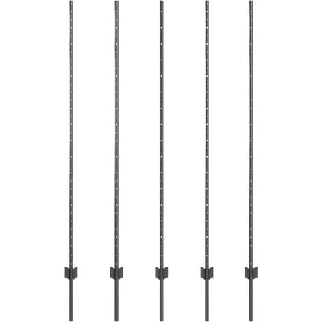 Poteau de clôture. 5 pcs Gris 160 cm Acier (1/5)