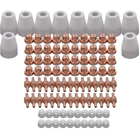Kit Consommables Standard pour Torche Plasma PT-31 LG-40/JG40 Buse 18866 Électrode 18205 Écran Céramique 18204 pour Découpeurs Cut 40, Cut 50 et CT-312 100 pièces