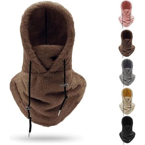 pair Masque de ski à capuche Sherpa, cagoule polaire coupe-vent pour l'hiver