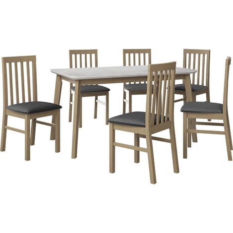 Conjunto de mesas y sillas para comedor Victorville 267, Roble Sonoma, 75x80x140cm, Diámetro: 0, Número de asientos: 4, Estilo: Contemporary