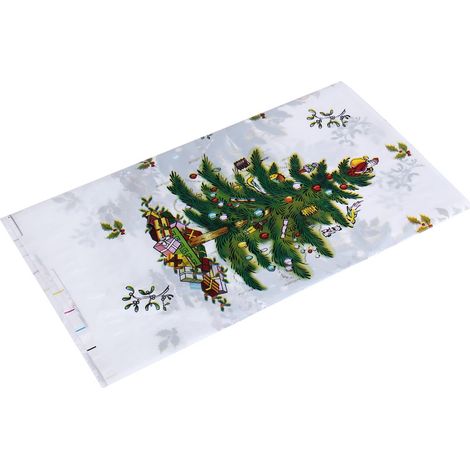 Nappe De Noël En Pvc Imprimé Sapin - Résistante À L'eau Et Au Feu - Pour Fêtes Et Repas Familiaux - Lot De 1 (1/5)