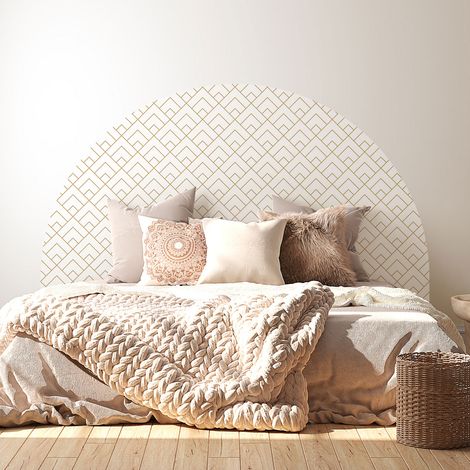 Stickers tête de lit - Motif géométrique - 160 x 130 cm - Pour lits (120 à 140 cm) - Adhésif MAT (1/2)