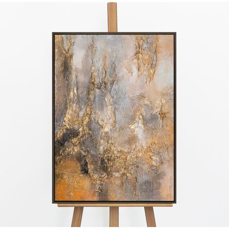 Gemälde Goldener Schleier Rahmen Grau 70x50 cm (1/5)