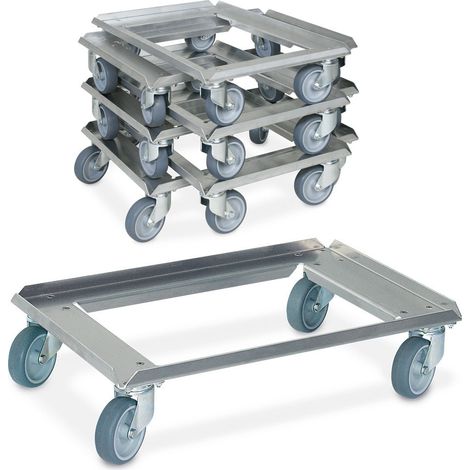 BRB Lot de 7 roulettes logistiques pour conteneurs 600 x 400 cm en aluminium Charge maximale 250 kg (1/3)