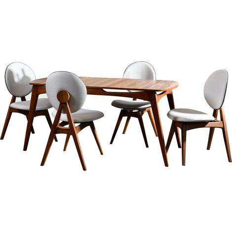 Ensemble table à manger bois de chêne et 4 chaises Glory 160cm (1/5)